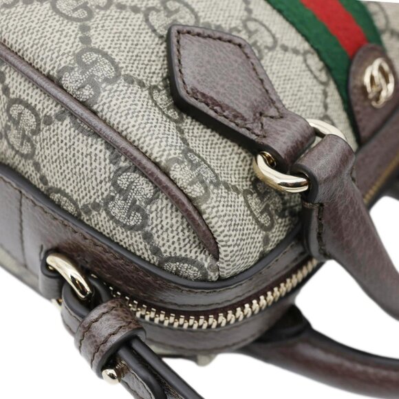 Gucci Ophidia Mini GG Supreme Canvas Boston Shoulder Bag Beige 838478 - Picture 6 of 13